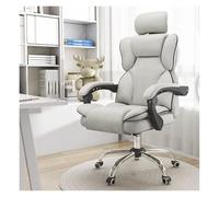 NMVAWIPT Chaise D'ordinateur Pivotante Et Inclinable en Cuir for Bureau À Domicile, Idéale Les Jeux Fonctions Exécutives, avec Dossier Ergonomique S Appui-tête Réglable(Gray,No Pedal)