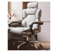 NMVAWIPT Chaise D'ordinateur Pivotante Et Inclinable en Cuir for Bureau À Domicile, Idéale Les Jeux Fonctions Exécutives, avec Dossier Ergonomique S Appui-tête Réglable(Gray,Foot Pedal)
