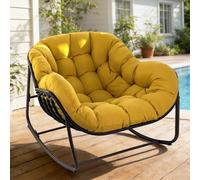 NMVAWIPT Chaise Longue À Bascule Papasan avec Coussin - Œuf Surdimensionnée De Style Osier for Une Utilisation en Intérieur(Yellow,Style1)