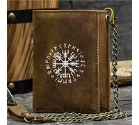 NMVAWIPT Classique Grand- Portefeuille Pratique Homme en Cuir Véritable, Porte-Monnaie avec Blocage RFID, Viking Symbole - Plenty of Space Portefeuille Vintage,Marron,Viking Compass