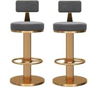 NMVAWIPT Ensemble De 2 Tabourets Bar Pivotants en Velours avec Pieds Épais - Chaises Comptoir Réglables Hauteur for Un Confort Optimal Autour d'un Îlot Central(Gray)