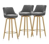 NMVAWIPT Ensemble De Tabourets Bar Pivotants en Velours, Hauteur Comptoir, Siège Large, Dossier Incurvé, Repose-Pieds, Capacité Charge: 150kg, Îlot Cuisine, Salle À Manger(3 Pcs,65cm(25.6 in))