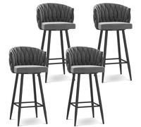 NMVAWIPT Ensemble De Tabourets Bar Pivotants Modernes - Chaises Pivotantes À 360° en Velours avec Base Dorée, Hauteur 65/75 Cm for Îlot Cuisine(Grey Black Leg,4 PCS)