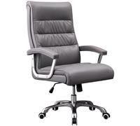 NMVAWIPT Fauteuil De Bureau Ergonomique À Bascule - Bureau en Cuir De Vache À Dossier Haut avec Pivot À 360°, Hauteur Et Inclinaison Réglables(Grigio)