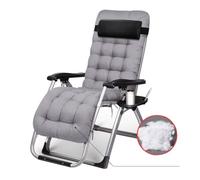 NMVAWIPT Fauteuil De Bureau Pliant Surdimensionné Rembourré À Gravité Zéro avec Plateau Latéral for Appui-tête, Fauteuil Inclinable for Patio Extérieur(Gray)