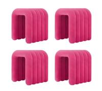 NMVAWIPT Fauteuil De Maquillage Moderne Rembourré en Flanelle, Pouf Ottoman sans Assemblage, Repose-Pieds Et Siège Multi-usages Aux Formes Géométriques(Light Rose Red,4 Piece Set)
