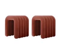 NMVAWIPT Fauteuil De Maquillage Moderne Rembourré en Flanelle, Pouf Ottoman sans Assemblage, Repose-Pieds Et Siège Multi-usages Aux Formes Géométriques(Coffee,6 Piece Set)