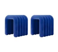 NMVAWIPT Fauteuil De Maquillage Moderne Rembourré en Flanelle, Pouf Ottoman sans Assemblage, Repose-Pieds Et Siège Multi-usages Aux Formes Géométriques(Dark Blue,6 Piece Set)