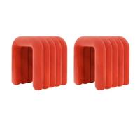 NMVAWIPT Fauteuil De Maquillage Moderne Rembourré en Flanelle, Pouf Ottoman sans Assemblage, Repose-Pieds Et Siège Multi-usages Aux Formes Géométriques(Orange Red,6 Piece Set)