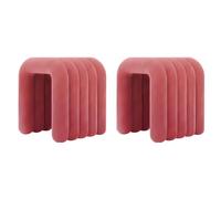 NMVAWIPT Fauteuil De Maquillage Moderne Rembourré en Flanelle, Pouf Ottoman sans Assemblage, Repose-Pieds Et Siège Multi-usages Aux Formes Géométriques(Cameo Brown,6 Piece Set)