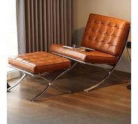 NMVAWIPT Fauteuil De Relaxation Moderne en Cuir avec Pouf, Ensemble De Fauteuils D'appoint en Cuir Huilé for Salon Et Chambre À Coucher(Brown,31.5" L x 32" W x 32.5" H)