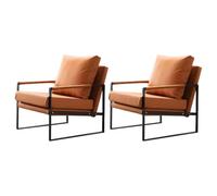 NMVAWIPT Fauteuils D'appoint Modernes en Cuir Microfibre Ultra Doux, Fauteuil Rembourré for Salon, Chaise De Lecture avec Pieds Métal(Orange,2 Pieces)