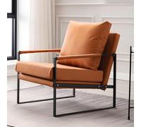 NMVAWIPT Fauteuils D'appoint Modernes en Cuir Microfibre Ultra Doux, Fauteuil Rembourré for Salon, Chaise De Lecture avec Pieds Métal(Orange,1 Piece)