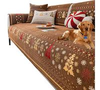 NMVAWIPT Housse De Canapé en Chenille for Animaux De Compagnie, Antidérapante Et Lavable for Canapés Et Sections, Protection Douce avec Support en Silicone(Coffee,27.6in*94.5in)