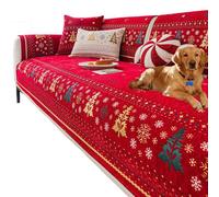 NMVAWIPT Housse De Canapé en Chenille for Animaux De Compagnie, Antidérapante Et Lavable for Canapés Et Sections, Protection Douce avec Support en Silicone(Red,27.6in*35.4in)