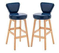 NMVAWIPT Lot De 2 Tabourets Bar en Cuir Synthétique, Dossier Mi-Hauteur, Assise Incurvée, Pieds Hêtre, Repose-Pieds Antidérapants, for Cuisine, Salle À Manger(Color 2,69CM)