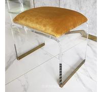 NMVAWIPT Lot De 2 Tabourets en Acrylique avec Rembourrage Velours, Chaise Moderne, Siège Chambre Créatif, Coiffeuse, Table Chevet(Orange,16.1" Dx11.4 Wx17.7 H)