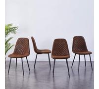 NMVAWIPT Lot De 4 Chaises Salle À Manger avec Pieds en Métal Robustes, Similicuir, Rembourrées, Style Milieu du Siècle, for Cuisine, Salon, Côté sans Accoudoirs(Suede Brown)