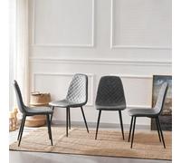 NMVAWIPT Lot De 4 Chaises Salle À Manger avec Pieds en Métal Robustes, Similicuir, Rembourrées, Style Milieu du Siècle, for Cuisine, Salon, Côté sans Accoudoirs(Velvet Black)