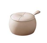 NMVAWIPT Lot De 4 Repose-Pieds Ronds en Similicuir 31 Cm avec Poignée for Salon Et Chambre À Coucher(White,A)