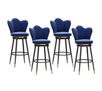 NMVAWIPT Lot De 4 Tabourets Bar Pivotants À 360° - Assise en Velours avec Dossier Tissé, Structure Métal, for Îlot Cuisine Ou Comptoir(Color 6,Height 75cm)