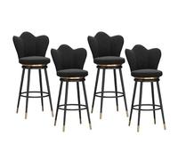 NMVAWIPT Lot De 4 Tabourets Bar Pivotants À 360° - Assise en Velours avec Dossier Tissé, Structure Métal, for Îlot Cuisine Ou Comptoir(Color 13,Height 65cm)