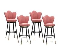 NMVAWIPT Lot De 4 Tabourets Bar Pivotants À 360° - Assise en Velours avec Dossier Tissé, Structure Métal, for Îlot Cuisine Ou Comptoir(Color 4,Height 75cm)