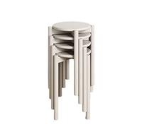 NMVAWIPT Lot De 4 Tabourets Bar Ronds en Bois Massif avec Tapis Antidérapants, Empilables Et Portables for La Cuisine Le Bureau(B1)