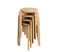 NMVAWIPT Lot De 4 Tabourets Bar Ronds en Bois Massif avec Tapis Antidérapants, Empilables Et Portables for La Cuisine Le Bureau(Style19)