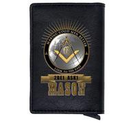 NMVAWIPT Portefeuille Unique De Francs-maçons pour Hommes, Porte-Cartes Pop-up, Conception De Symbole Maçonnique AG, Blocage RFID, Capacité De 7 Cartes + Emplacement pour Espèces(Black)