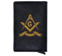NMVAWIPT Portefeuille Unique De Porte-Cartes Pop-up De Francs-maçons pour Hommes, Blocage RFID, Porte-Monnaie Mince Maçonnique AG Symbol, Étui À Cartes Portable pour Hommes(Black)