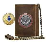 NMVAWIPT Portefeuille Vintage Franc-maçonnerie - Plenty of Space - Portefeuille Homme Cuir - Protection RFID Garçon Classique Porte-Monnaie Cuir - Mode Style Vintage Cuir Embrayage,Vintage Brown,S