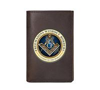 NMVAWIPT Portefeuilles en Cuir Véritable pour Hommes, Porte Carte Masonic AG Symbol Luxury Gift Purse, Portefeuille De Voyage Vintage Mince avec Protection De La Vie Privée(MA82)