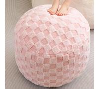 NMVAWIPT Pouf De Rangement en Velours Côtelé - Repose-Pieds Rond Moelleux 50 Cm avec Rembourrage Mousse À Mémoire Forme, Motif Écossais Vert for Le Salon(Plaid Pink,26 inch)