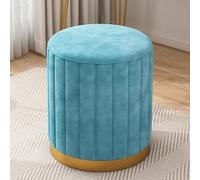 NMVAWIPT Pouf De Rangement Rond en Velours avec Base Dorée, 2 Pièces, sans Assemblage, for Salon Et Chambre À Coucher(Blue,Non-Storage)