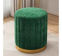 NMVAWIPT Pouf De Rangement Rond en Velours avec Base Dorée, 2 Pièces, sans Assemblage, for Salon Et Chambre À Coucher(Green,Non-Storage)
