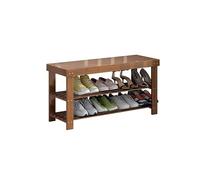 NMVAWIPT Tabouret à Langer et Banc de Rangement en Bambou Style Milieu du siècle - Grande Surface d'assise avec Tablette inférieure | Capacité Charge: jusqu'à 150kg