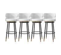 NMVAWIPT Tabouret De Bar Pivotant À 360° - Comptoir Rembourré en Velours avec Dossier, Structure Métal, for Îlot Cuisine, Salle Manger(White-4 Pcs)