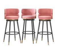 NMVAWIPT Tabouret De Bar Pivotant À 360° - Comptoir Rembourré en Velours avec Dossier, Structure Métal, for Îlot Cuisine, Salle Manger(Pink-3 Pcs)
