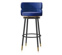 NMVAWIPT Tabouret De Bar Pivotant À 360° - Comptoir Rembourré en Velours avec Dossier, Structure Métal, for Îlot Cuisine, Salle Manger(Blue-1 Pcs)