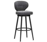 NMVAWIPT Tabouret De Bar Pivotant en Métal avec Dossier - Velours Rotatif À 360° for Îlot Cuisine, Pubs, Capacité 150 Kg(Grey Black Leg,65cm(25.6 in))
