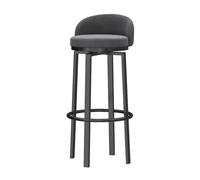 NMVAWIPT Tabouret De Bar Pivotant en Velours Style Milieu Siècle avec Base Métal À Dossier Bas Rond Pouvant Supporter Jusqu'à 350 LB(Gray,Height 65CM)