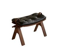 NMVAWIPT Tabouret De Style Antique, Selle, Repose-Pieds, Revêtement en Cuir, Pieds Bois Massif, Idéal for La Maison, Le Salon, Salle À Manger Ou Un Balcon, Couleur Marron(Black)