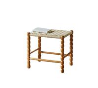 NMVAWIPT Tabourets Carrés Modernes, Chaises De Salle À Manger en Bois Massif, Tabouret Chaussures avec Assise Corde Tressée(Brown 2,Set of 2)