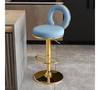 NMVAWIPT Tabourets De Bar en Métal Forme Donut, Chaise Pivotante Similicuir À Hauteur Comptoir, Tabouret Cuisine Relevable(Blue,Base B Tall)