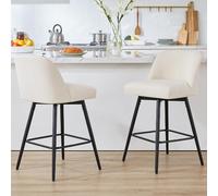 NMVAWIPT Tabourets De Bar Pivotants À 360°, Cuisine Modernes Et Rembourrés avec Dossiers Hauts(Fabric - Beige,1 Pieces)