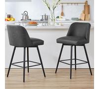 NMVAWIPT Tabourets De Bar Pivotants À 360°, Cuisine Modernes Et Rembourrés avec Dossiers Hauts(Faux Leather-Grey,2 Pieces)