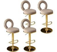 NMVAWIPT Tabourets De Bar Pivotants en Cuir Synthétique avec Dossier, Hauteur Réglable Et Cadre en Métal for Îlots De Cuisine Et Bars.(Set of 4)