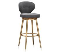 NMVAWIPT Tabourets De Bar Pivotants en Velours, Dossier Incurvé, Cadre Métal Noir, Repose-Pieds, Capacité Charge: 150kg, Îlot Cuisine, Salle À Manger(Gray,Gold Leg 65cm)