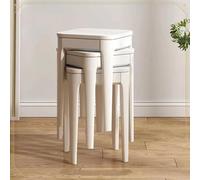 NMVAWIPT Tabourets De Salle À Manger Carrés en Bois Massif, Empilables, for La Cuisine, Chambre Ou Le Balcon(White,Set of 4)
